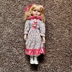 Vintage Blonde Porcelain Doll in Original Opened Packaging